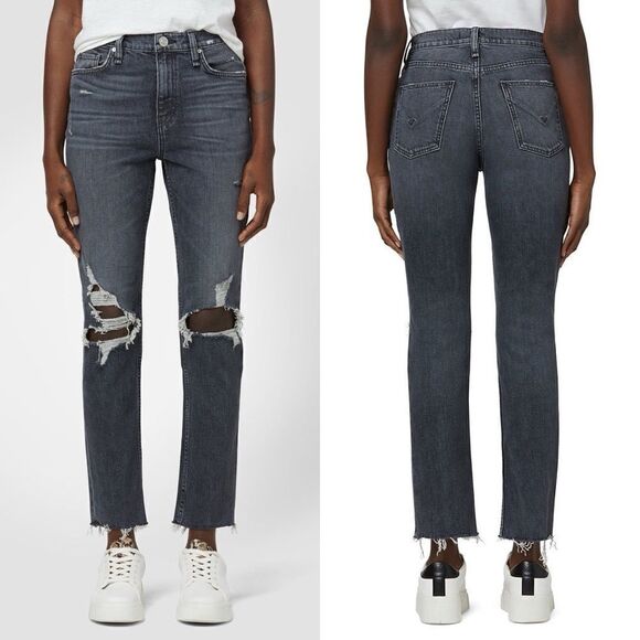 NWT Hudson Holly High-Rise Dark Gray Tinted Straight Jeans - Size: 25 - Picture 1 of 11